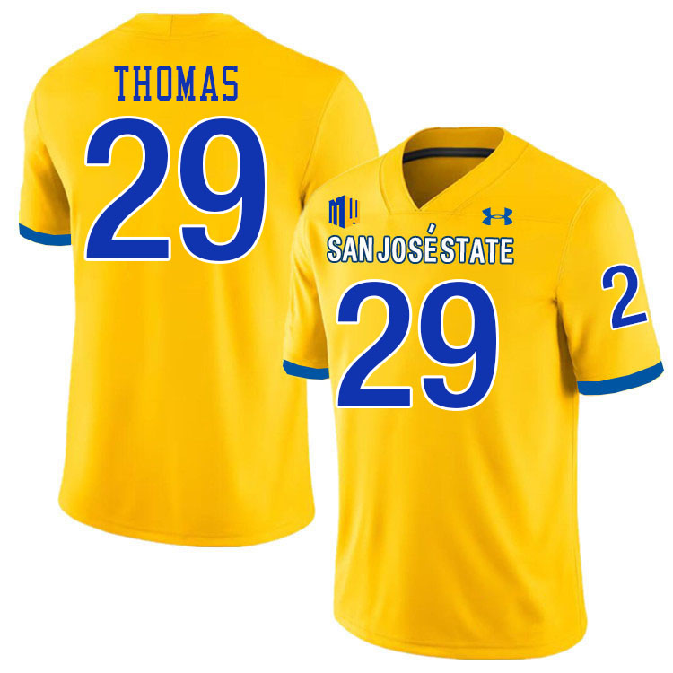 San Jose State Spartans #29 Jaylen Thomas College Football Jerseys,Uniforms-Gold
